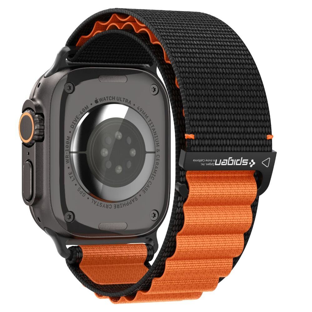 Spigen WBF1 Strap for Apple Watch 44 / 45 / 46 / 49 mm - Black and Orange - imagine 2