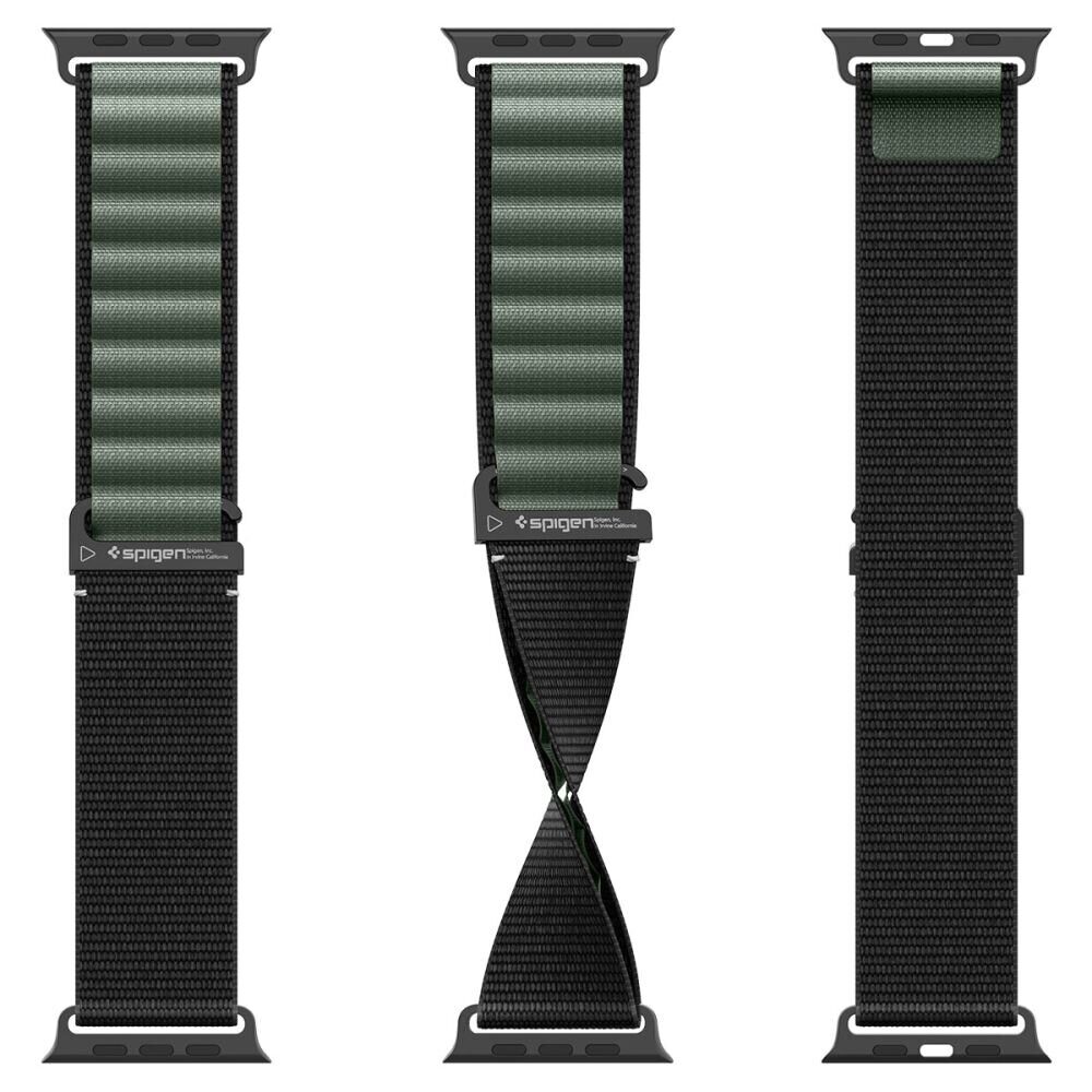 Strap Spigen WBF1 Strap for Apple Watch 44 / 45 / 46 / 49 mm - Black and Green - imagine 9
