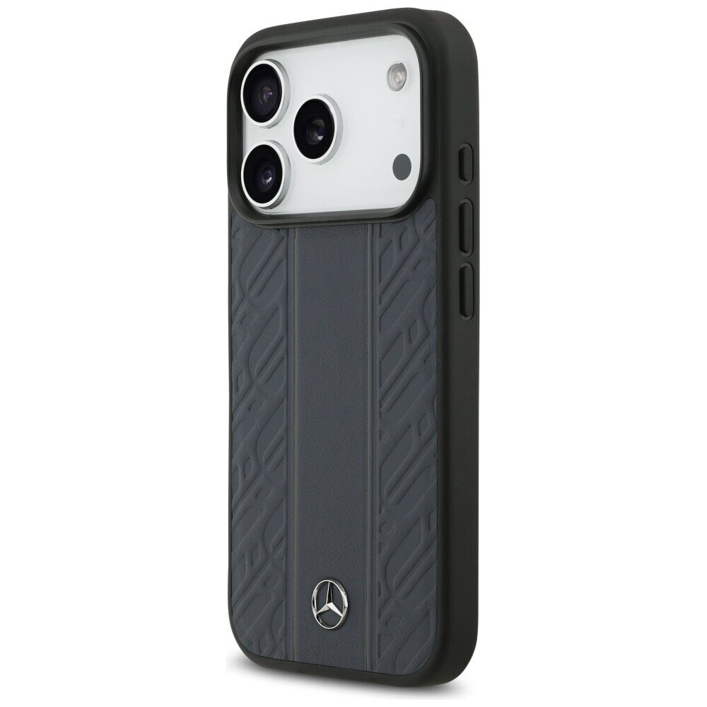 Mercedes Leather Laurel Leaves Stripes MagSafe Case for iPhone 17 Pro - Blue - imagine 2
