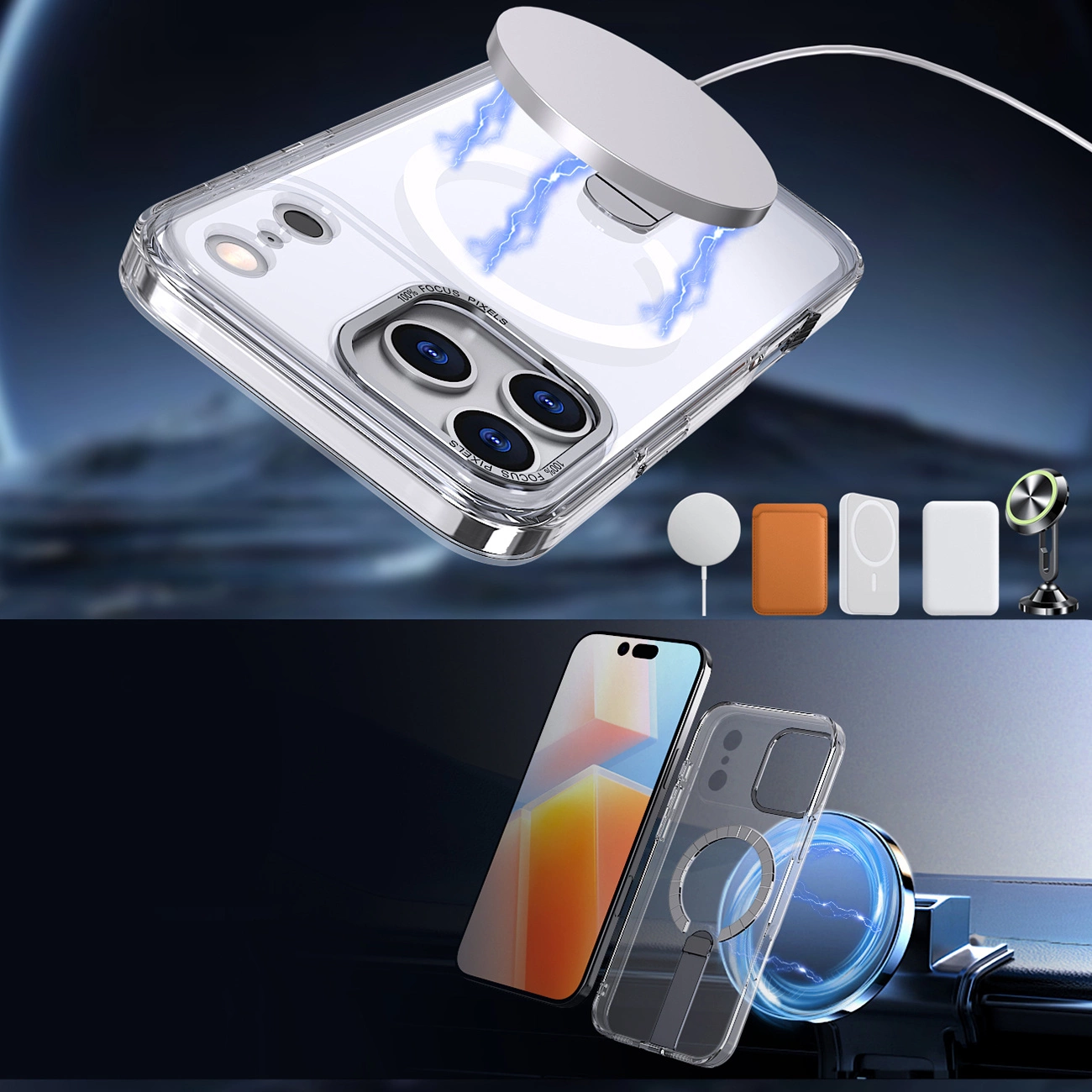 Case Hybrid Armor X na Samsung Galaxy S25 FE z podstawką kompatybilne z MagSafe - przezroczyste - imagine 4