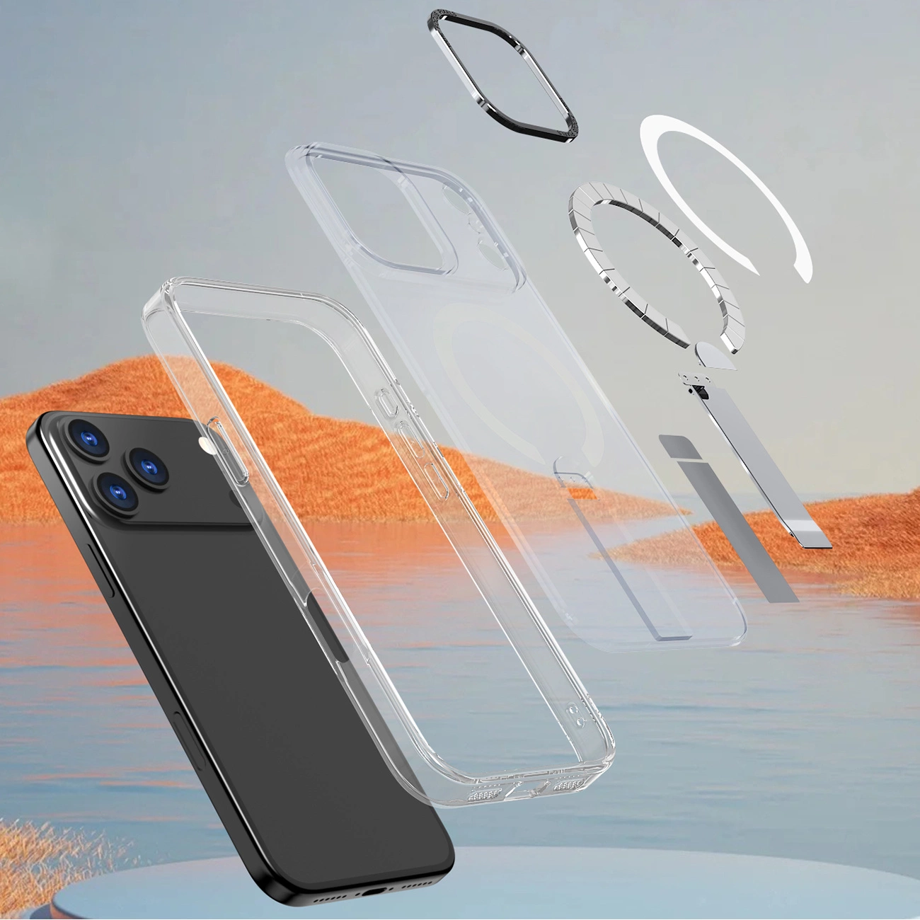 Case Hybrid Armor X na Samsung Galaxy S25 FE z podstawką kompatybilne z MagSafe - przezroczyste - imagine 7