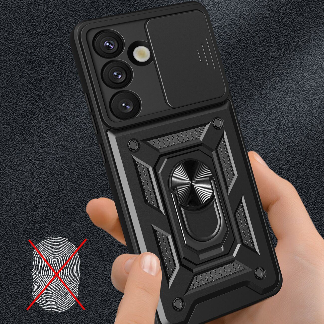 Hybrid Armor Camshield Case for Sasung Galaxy S26 Plus - Black - imagine 9