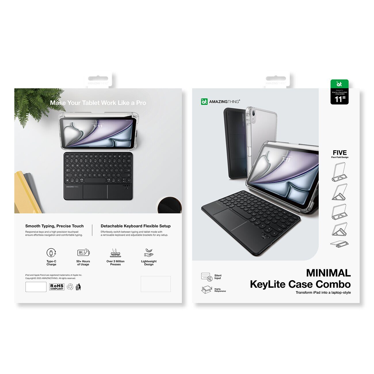 AmazingThing Minimal Case Keylite Combo Keyboard Case for iPad Air 13" M2/M3/M4 (2024/2025/2026) - Black - imagine 5