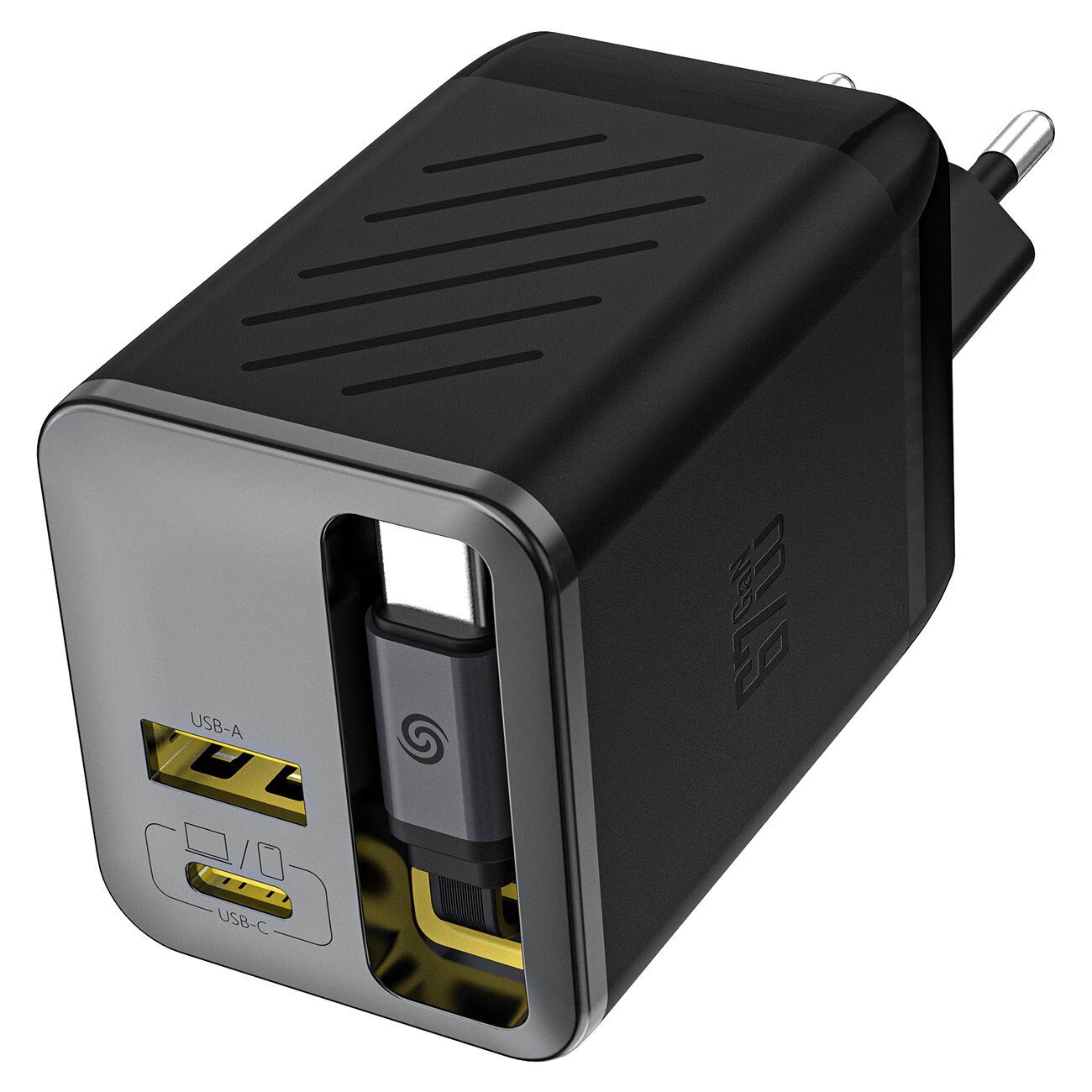 Dudao A67EU GaN 67W Wall Charger with Built-in Retractable USB-C Power Delivery Quick Charge Cable - Black - imagine 2