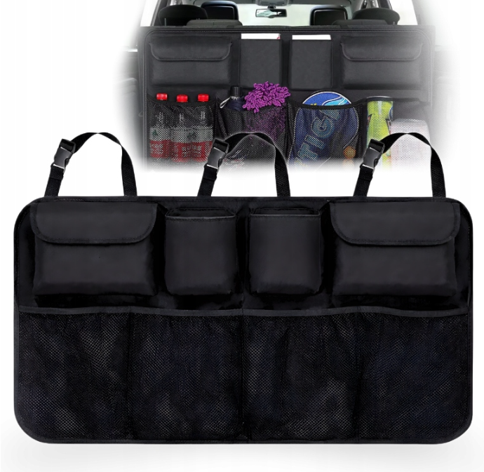 Wozinsky Large Car Organizer for Back Seat Backrest and Trunk - Black - imagine 5