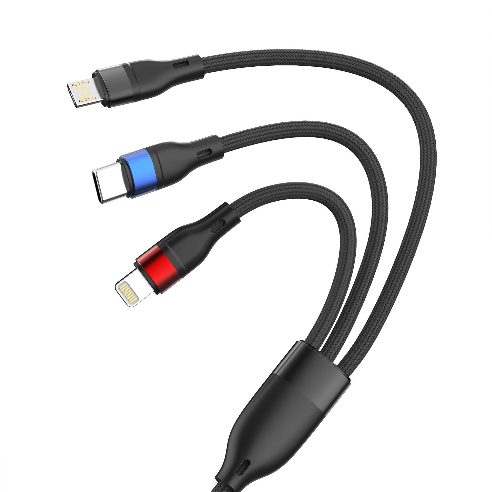 3mk Hyper Cable N-SERIES 3 in 1 USB-A / Lightning / Micro 1.2m 9V/2A 18W - black - imagine 10