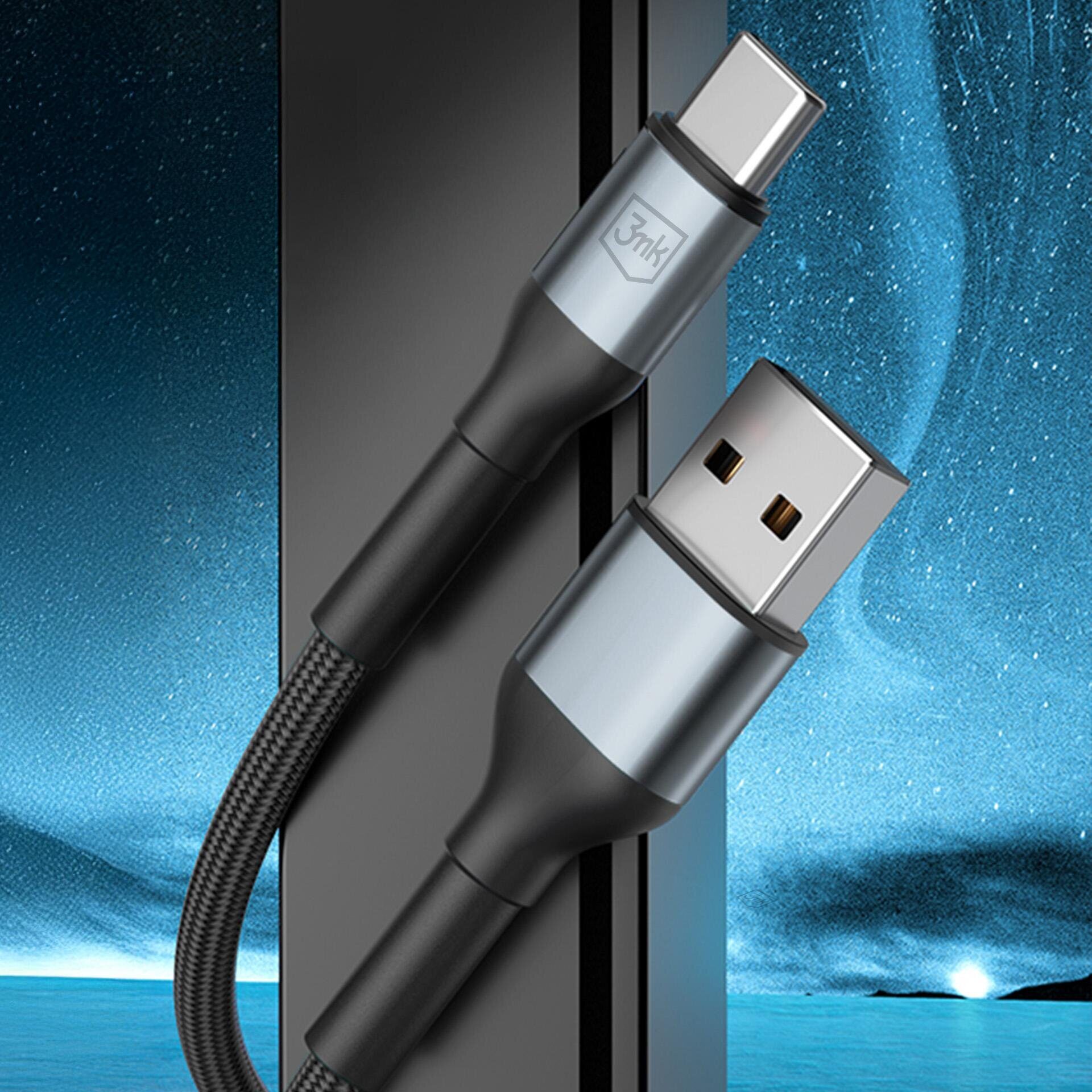 3mk Hyper Cable 3mk Hyper Cable N-SERIES USB-A / USB-C 1m 9V/2A 18W QC 3.0 / black - imagine 9