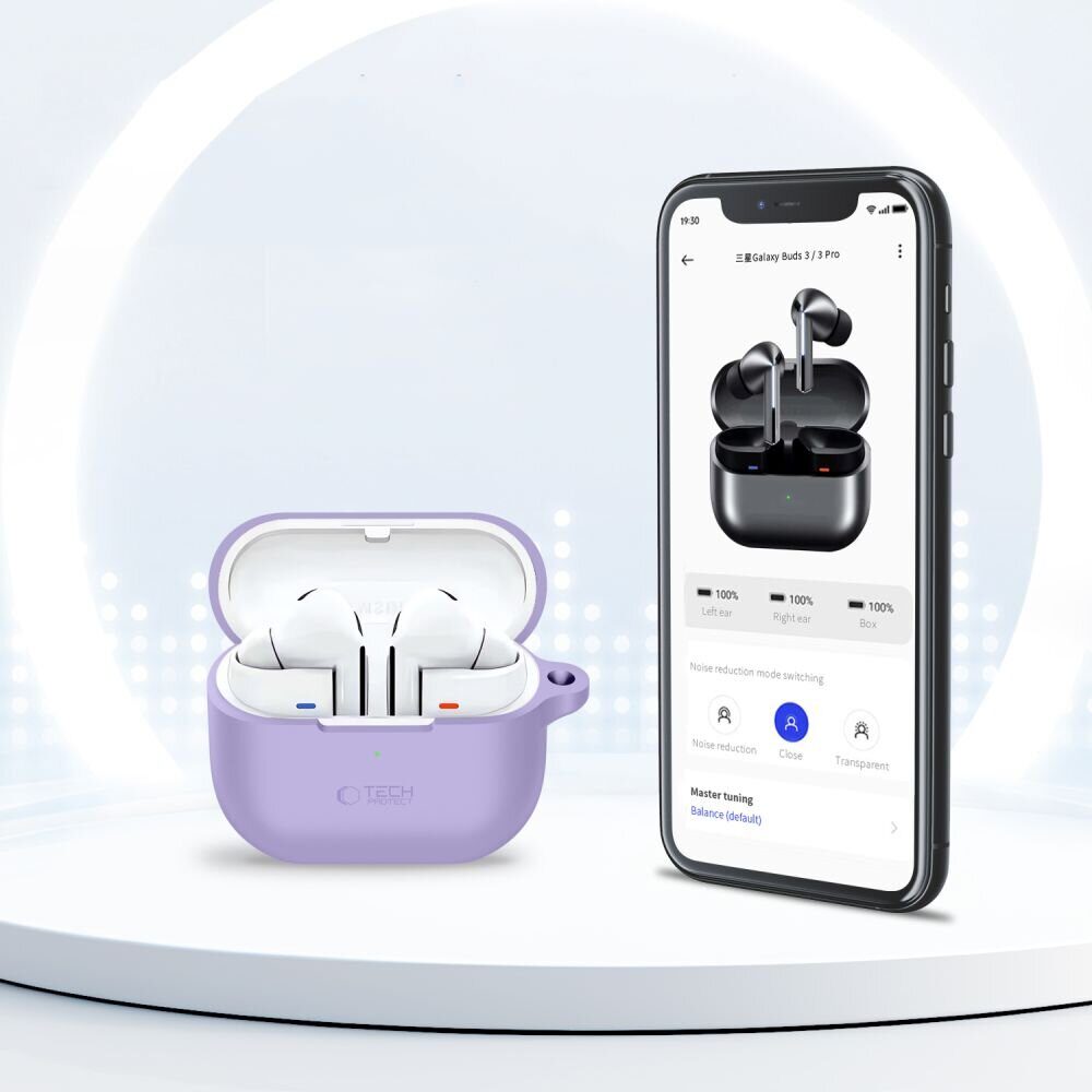 Tech-Protect Silicone Hook Case for Samsung Galaxy Buds 3 / 3 FE / 3 Pro - Purple - imagine 5