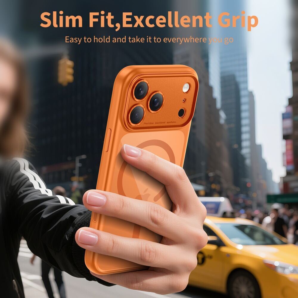 Tech-Protect Magpeak MagSafe CC Case for iPhone 17 Pro Max - Transparent Orange - imagine 5