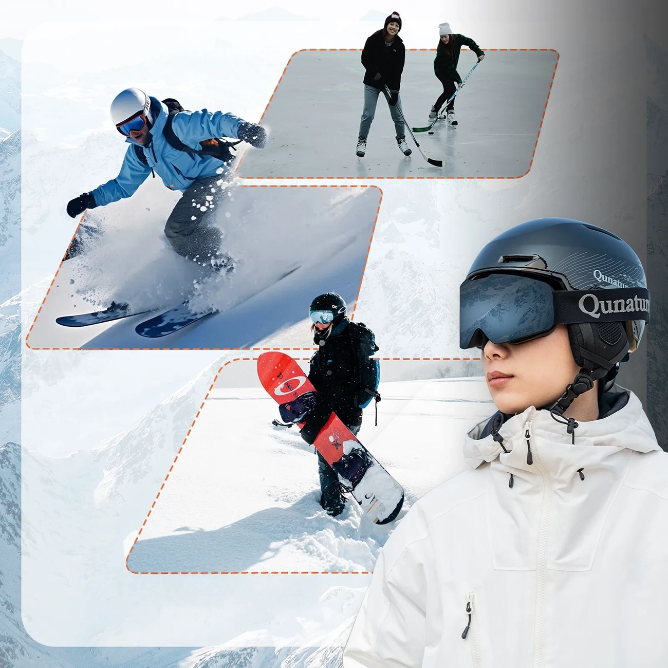 Qunature 10130003004 Ski Helmet with Earmuffs for Snowboard 54-58 cm - Black - imagine 5