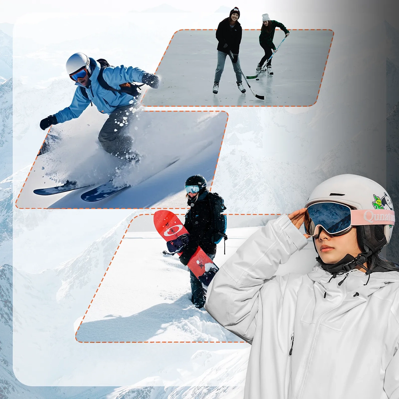 Qunature 10130003005 Ski Helmet with Earmuffs Panda Snowboard for Kids 54-58 cm - White - imagine 4