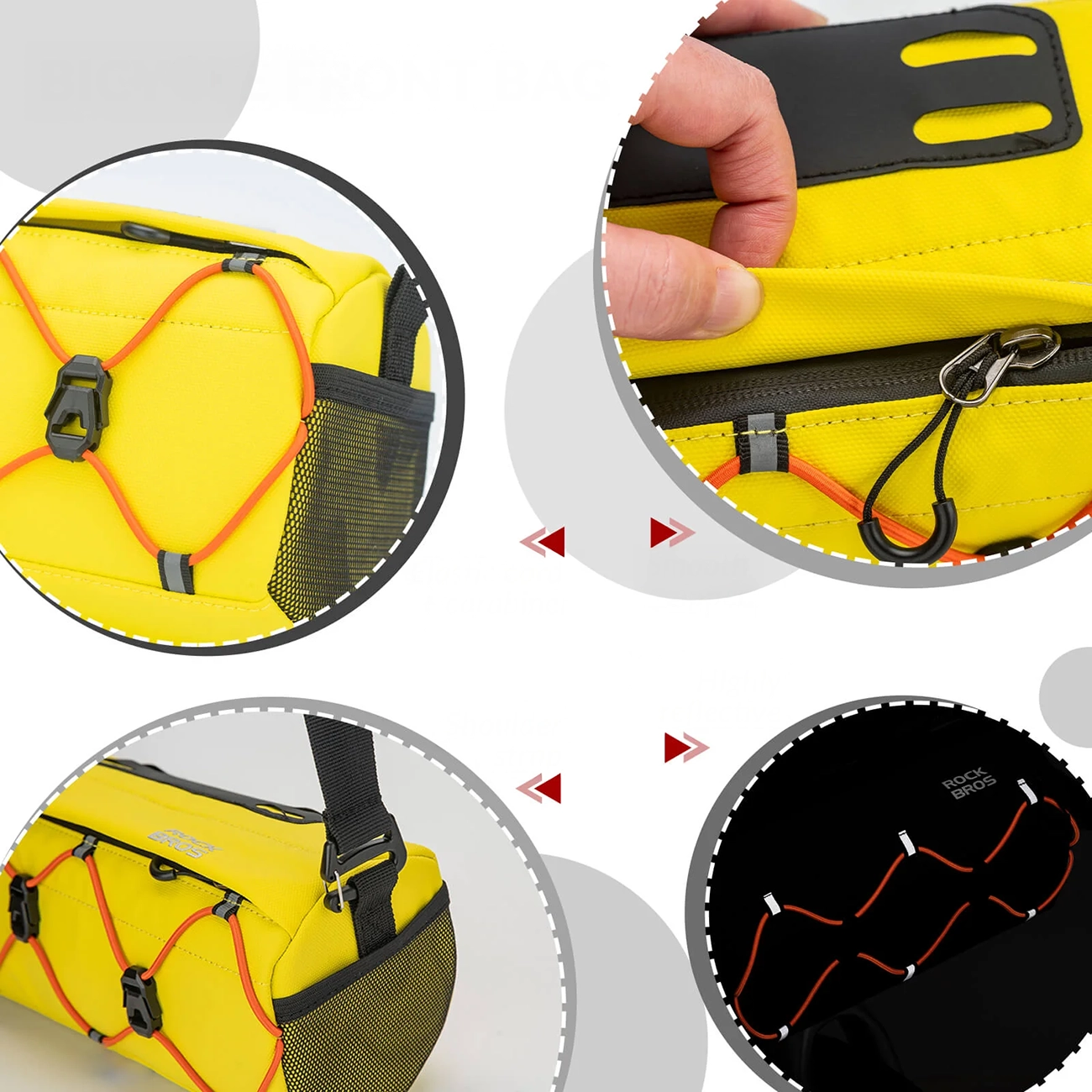 Rockbros 30110054006 Handlebar Bicycle Bag 2.2L - Yellow - imagine 5