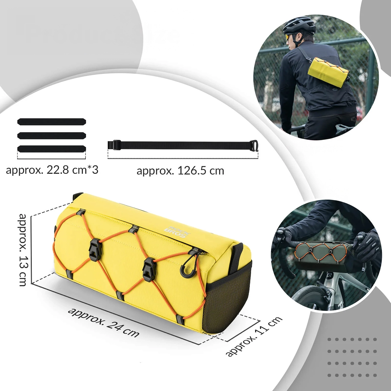 Rockbros 30110054006 Handlebar Bicycle Bag 2.2L - Yellow - imagine 6