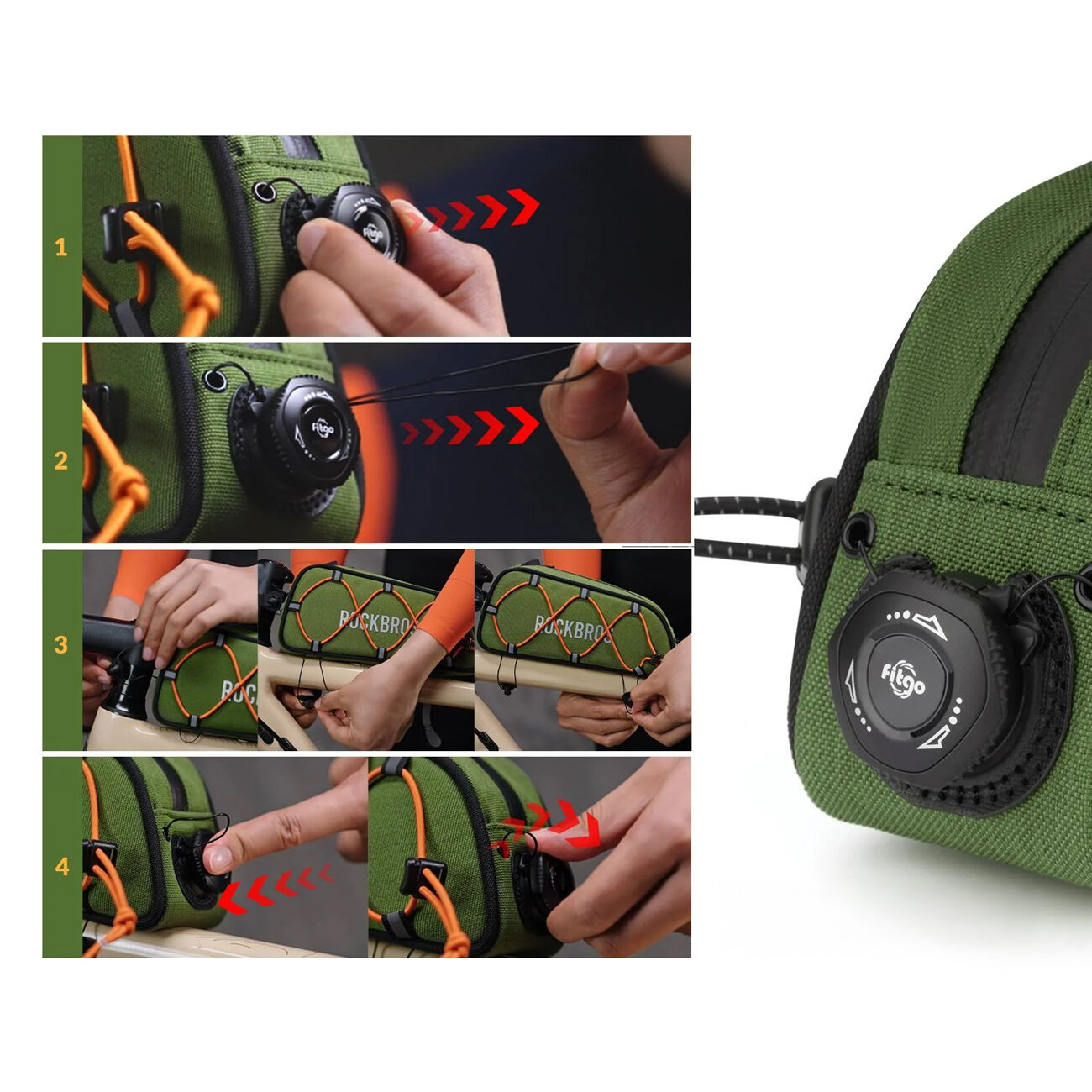 Rockbros 30120045001 ROAD TO SKY bicycle bag for the top frame tube, waterproof, 0.7L - green - imagine 3