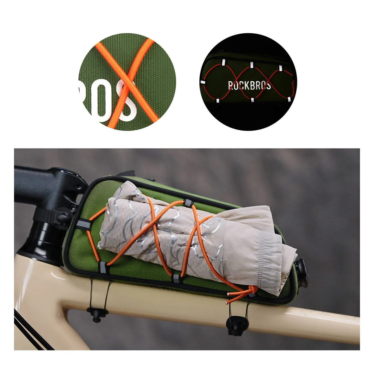 Rockbros 30120045001 ROAD TO SKY bicycle bag for the top frame tube, waterproof, 0.7L - green - imagine 4