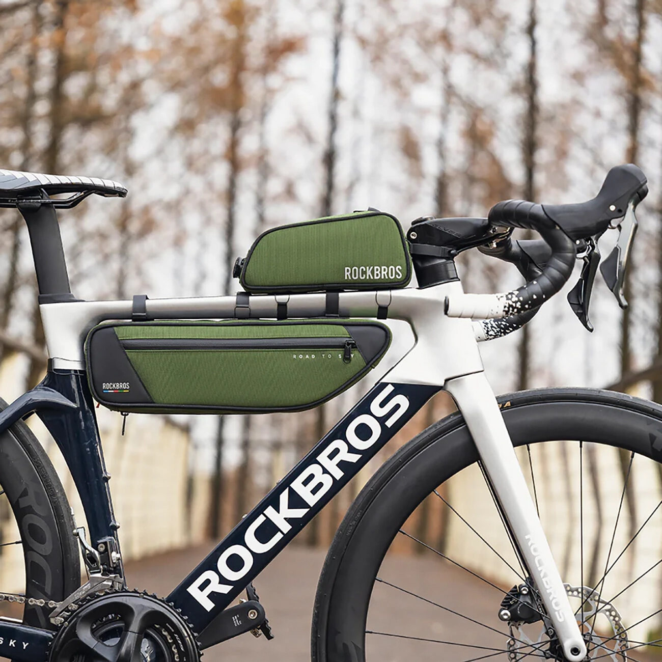 Rockbros 30120045001 ROAD TO SKY bicycle bag for the top frame tube, waterproof, 0.7L - green - imagine 6
