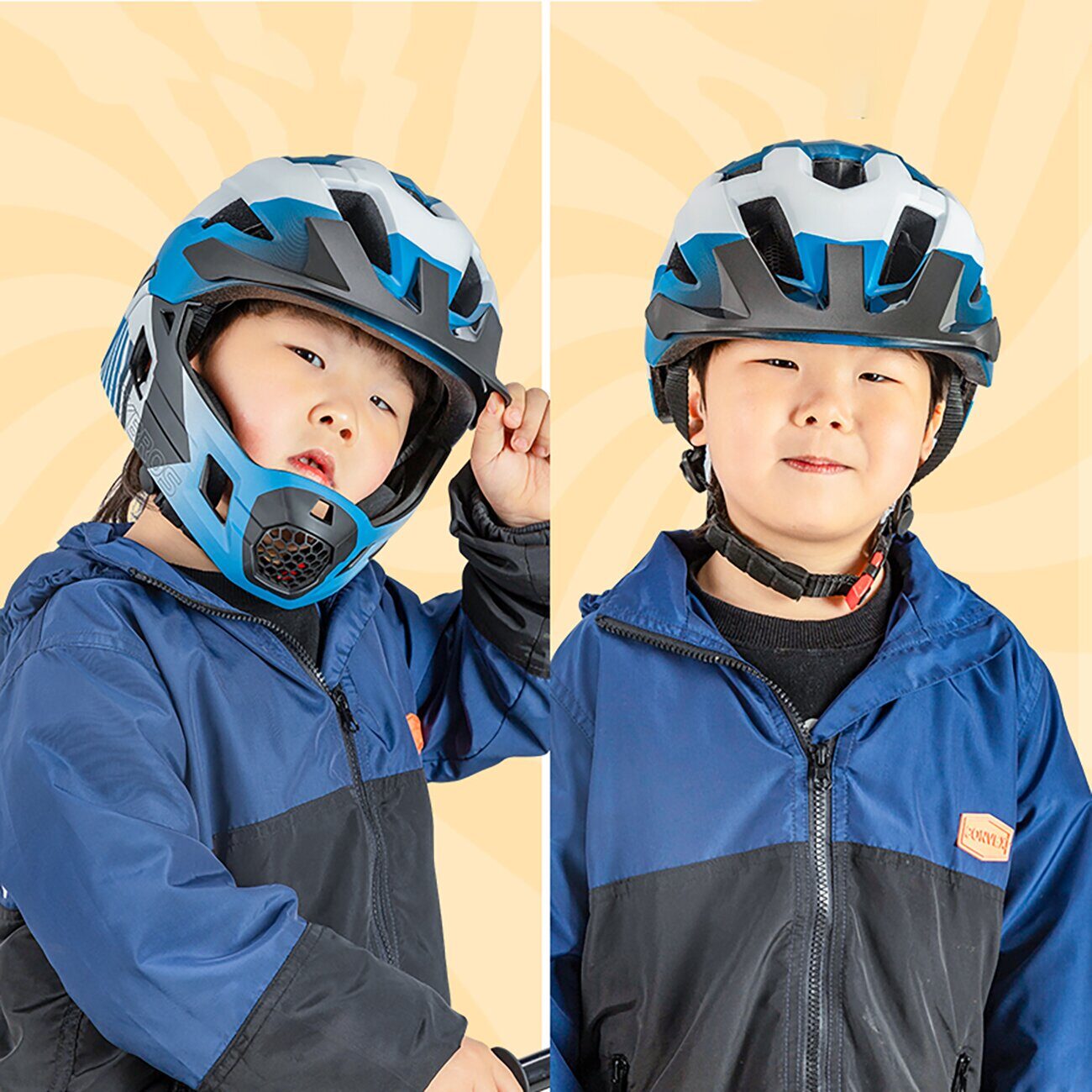 Rockbros TS-61 10110061001 Children's Bike Helmet with Detachable Chin Size S (48-52) - Blue - imagine 3