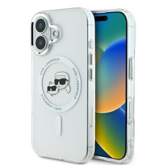 Karl Lagerfeld IML Metal Karl&Choupette Head MagSafe Case for iPhone 16 Plus - White
