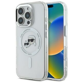 Karl Lagerfeld IML Metal Karl&Choupette Head MagSafe Case for iPhone 16 Pro Max - White