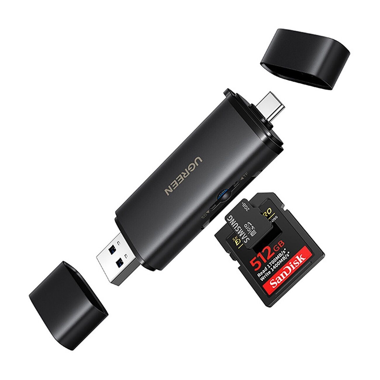 Ugreen 2in1 USB-C / USB-A SD 4.0 UHS-II Card Reader - Black