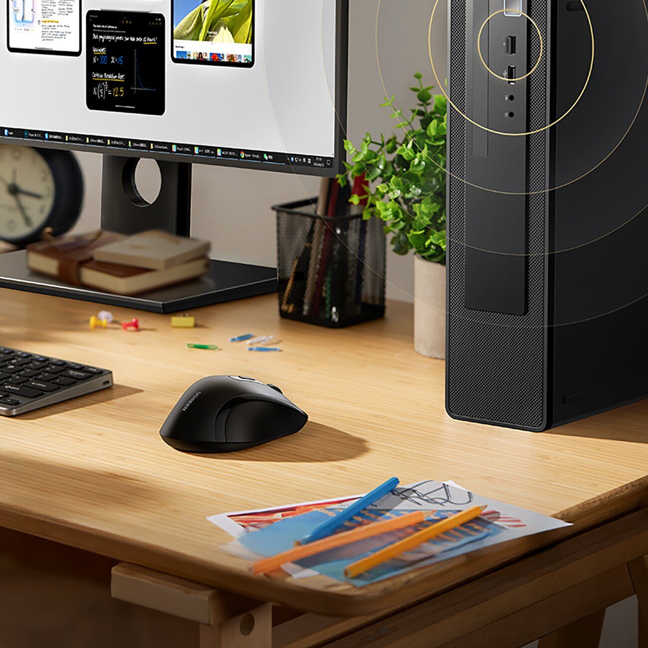 Ugreen Wireless Ergonomic Optical Mouse - Black - imagine 5