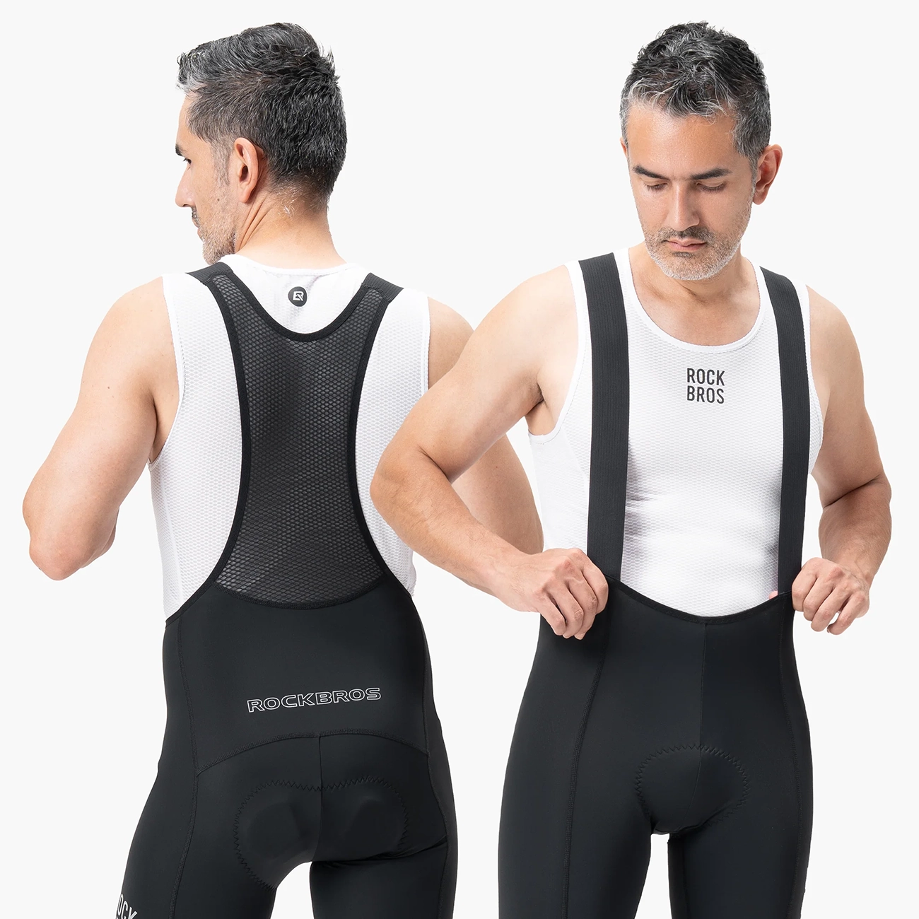 Rockbros 200021 Long Cycling Bib Shorts with Pad Size XL - Black - imagine 5