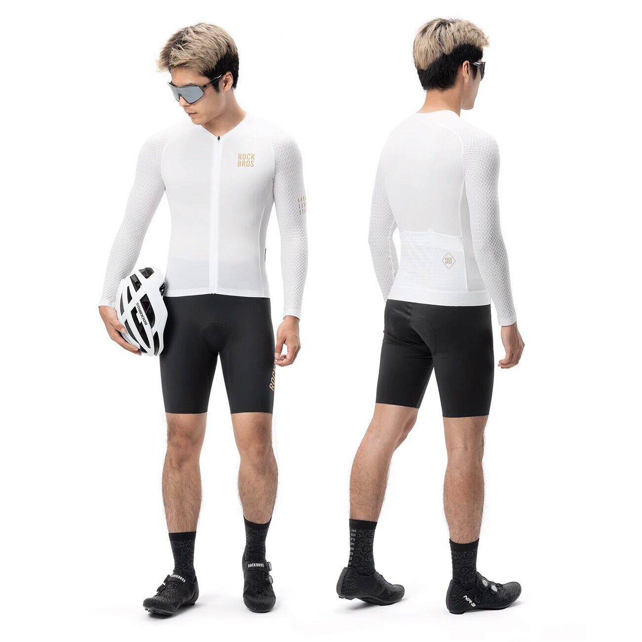 Rockbros YDCX008 Diamond Long Sleeve Cycling Jersey Size M - White - imagine 3