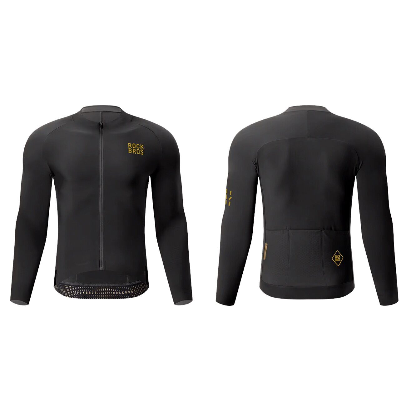 Rockbros YDWT020 Diamond Spring/Autumn/Winter Cycling Jersey, Size XXL - Black - imagine 2