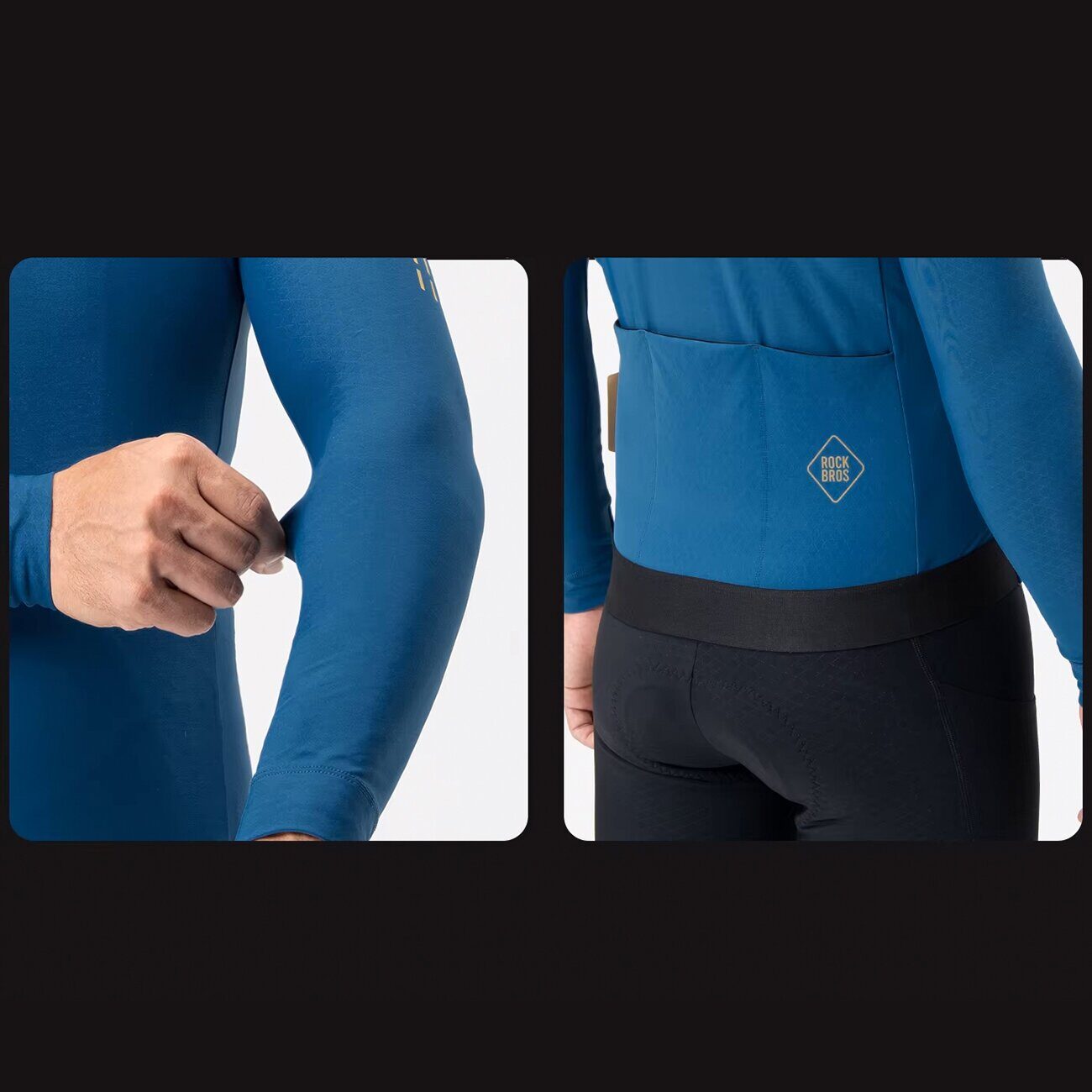 Rockbros YDWT020 Diamond cycling jersey spring/autumn/winter size L - blue - imagine 3