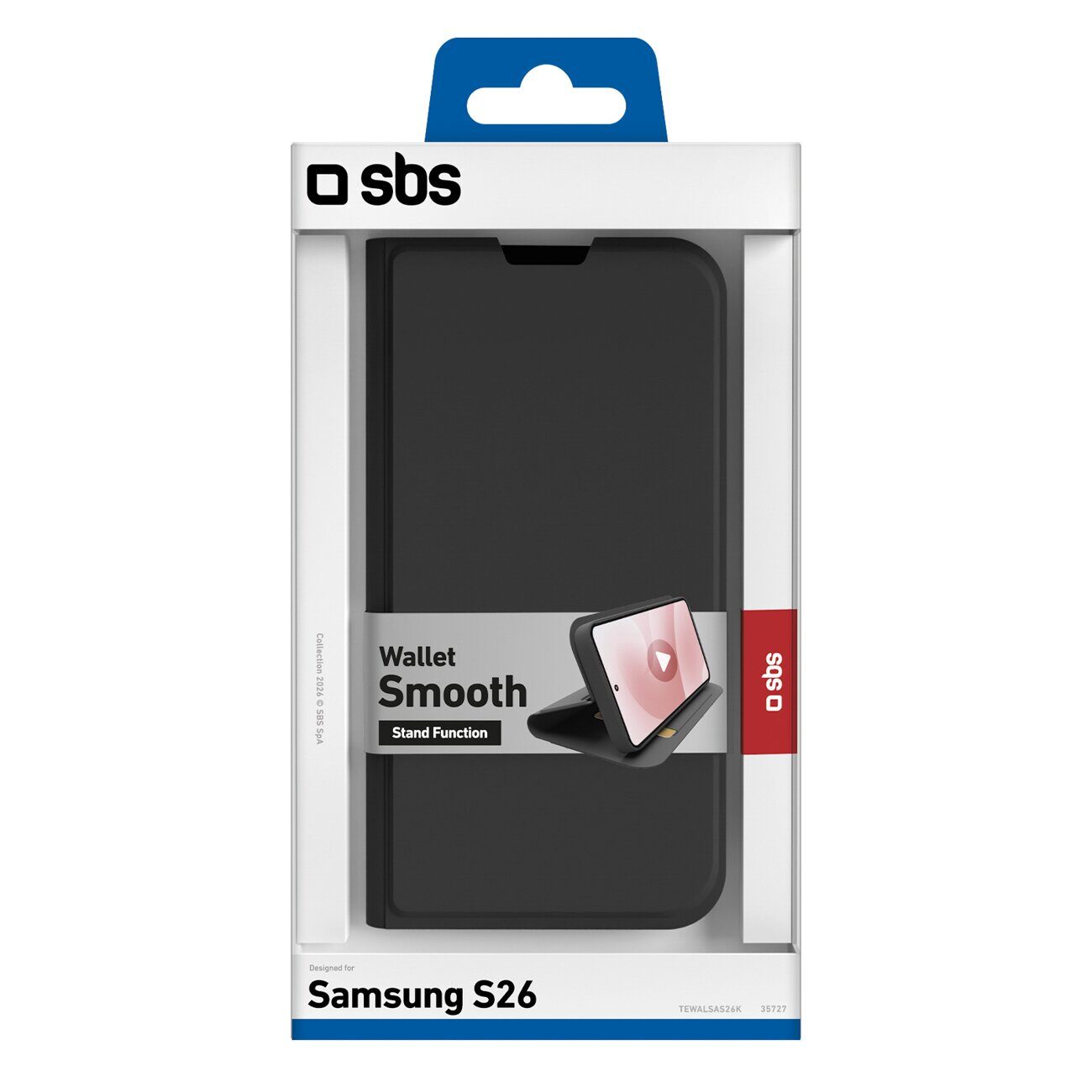 SBS Wallet Smooth Case for Samsung Galaxy S26 with Flip - Black - imagine 2