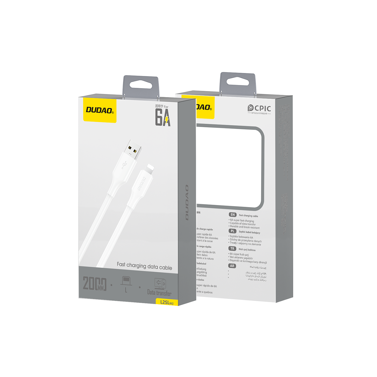 Dudao L2sL USB-A - Lightning 6A Cable 1.2m - White - imagine 2