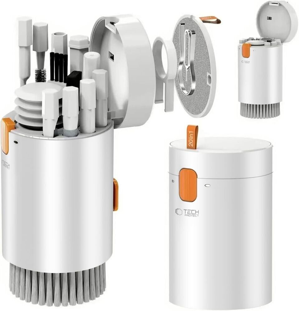 Tech-Protect 20-in-1 Multifunctional Cleaning Kit for Phone, Tablet, Laptop, and Headphones - White - imagine 3