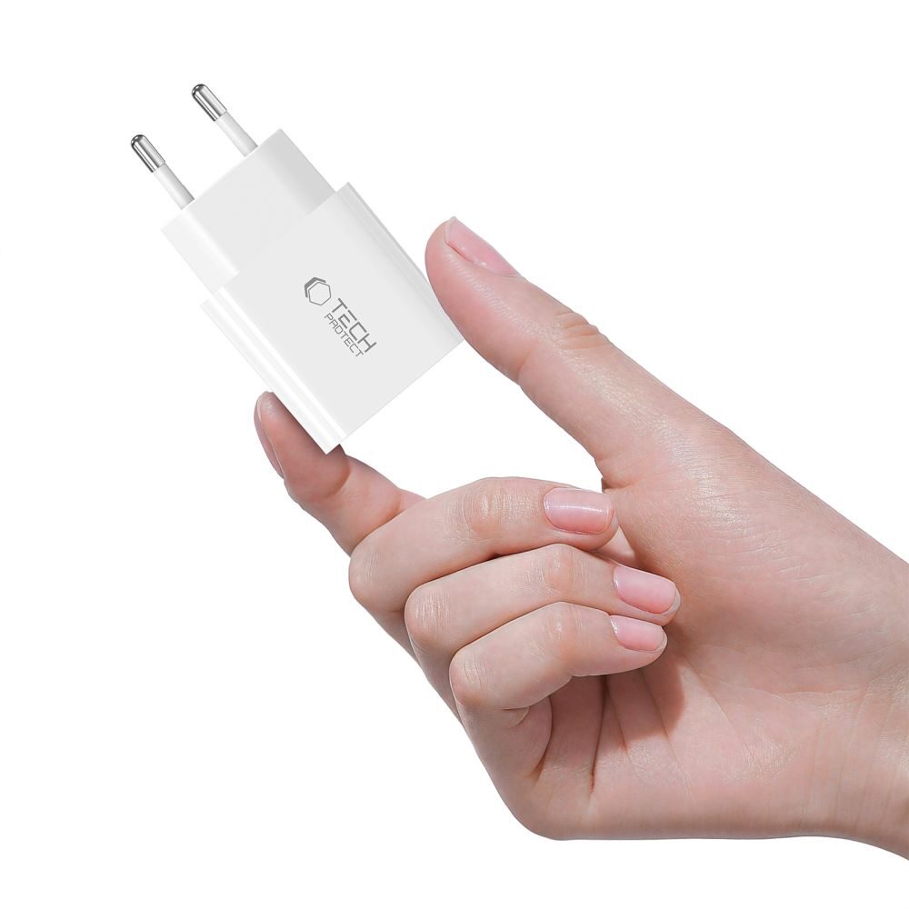 Tech-Protect NC20W Wall Charger with 100 cm USB-C / Lightning Cable - White - imagine 8