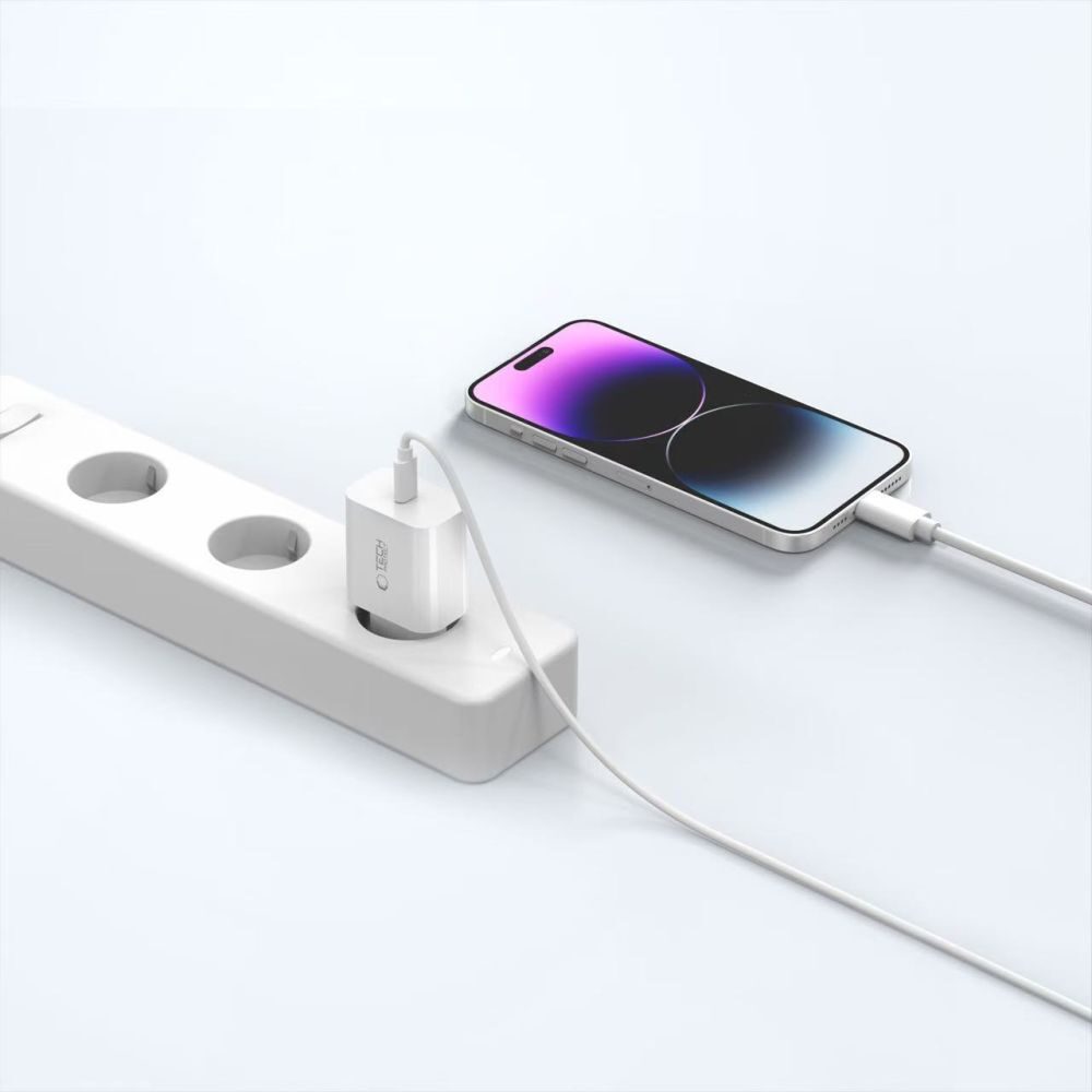 Tech-Protect NC20W Wall Charger with 100 cm USB-C / Lightning Cable - White - imagine 9