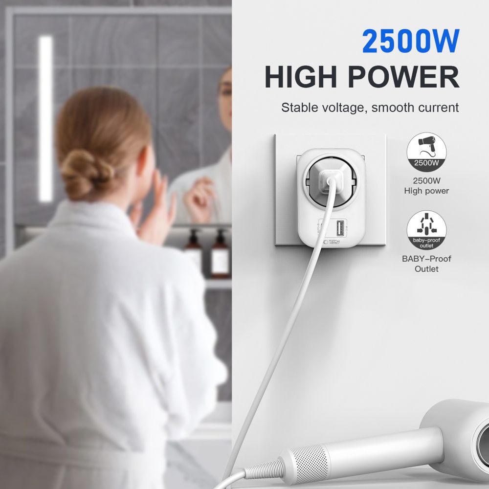 Tech-Protect TA100 UK Adapter - White - imagine 4