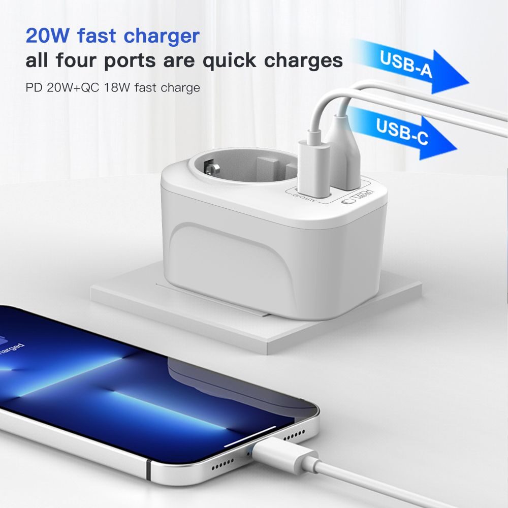 Tech-Protect TA100 UK Adapter - White - imagine 5