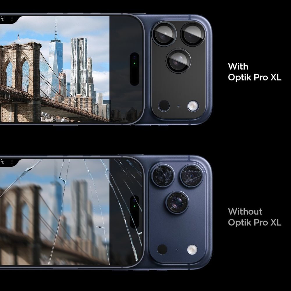 Spigen Optik Pro XL Camera Lens Glass for iPhone 17 Pro Max - Black - imagine 7