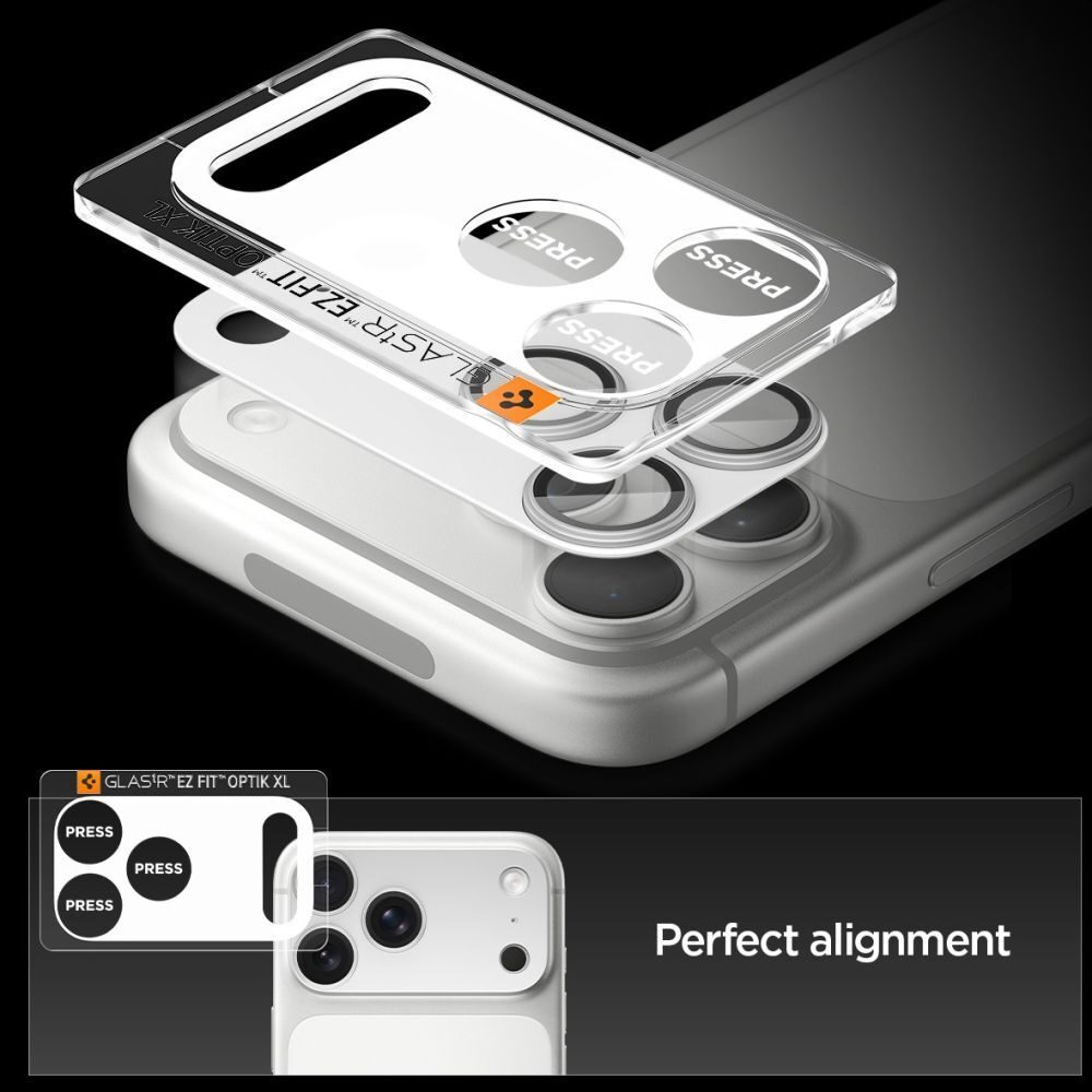 Spigen Optik Pro XL Camera Lens Glass for iPhone 17 Pro Max - Silver - imagine 5