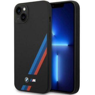 Case BMW Silicone Slanted Sttripes na iPhone 14 Plus / 15 Plus - black