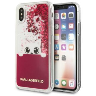 Case Karl Lagerfeld Liquid Glitter na iPhone X - pink