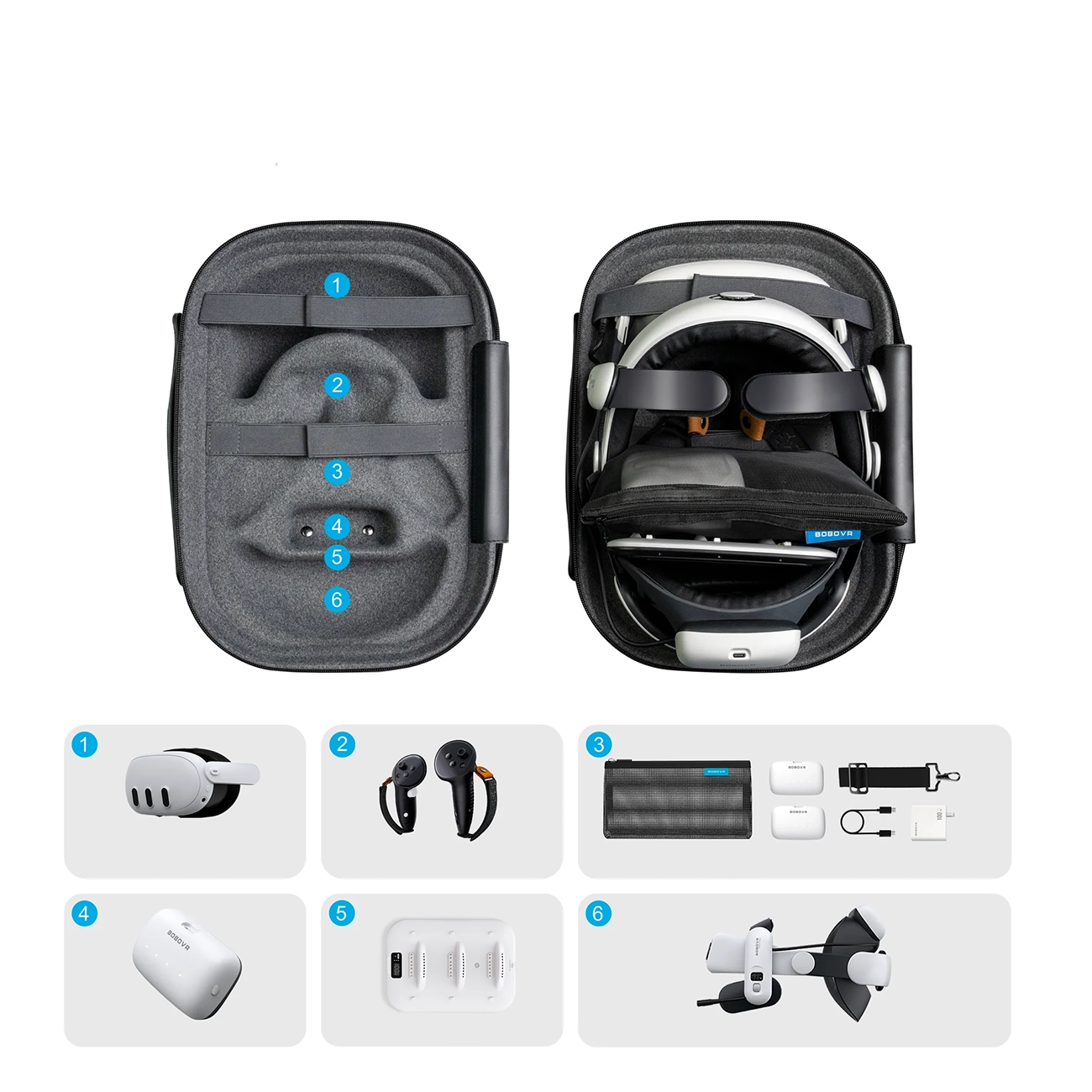 BoboVR C3 Carrying Case for Meta Quest 3 and 3S - Gray - imagine 3