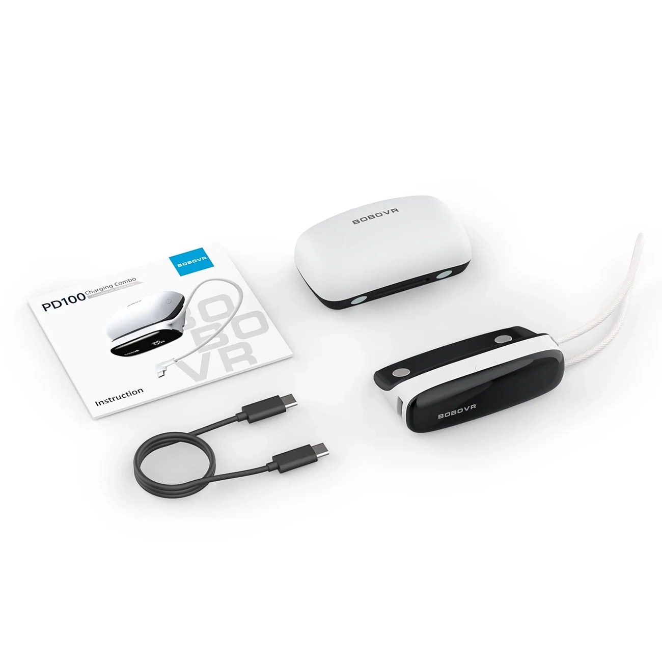 2-in-1 Docking Station and Power Bank for B100 BoboVR PD100 Combo Battery - White - imagine 4