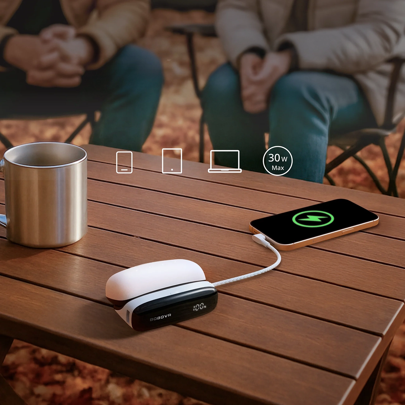 2-in-1 Docking Station and Power Bank for B100 BoboVR PD100 Combo Battery - White - imagine 5