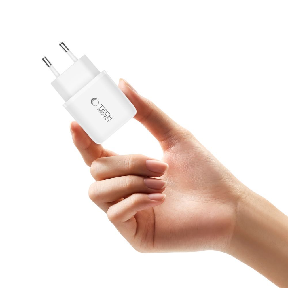 Tech-Protect NCA45W-GAN 2-Port USB-C / USB-A 45W Wall Charger - White - imagine 5