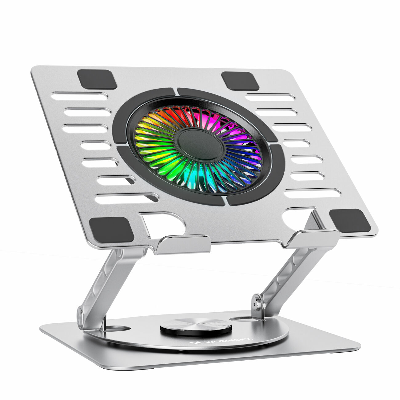 Wozinsky WDCX-X16-AS CoolBase RGB 360° cooling stand for laptop and tablet - silver - imagine 2