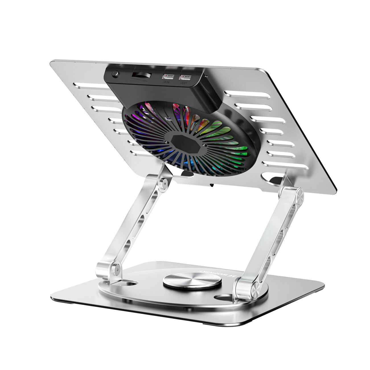 Wozinsky WDCX-X16-AS CoolBase RGB 360° cooling stand for laptop and tablet - silver - imagine 5