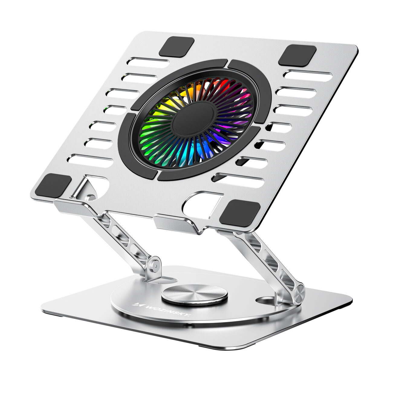 Wozinsky WDCX-X16-AS CoolBase RGB 360° cooling stand for laptop and tablet - silver - imagine 7