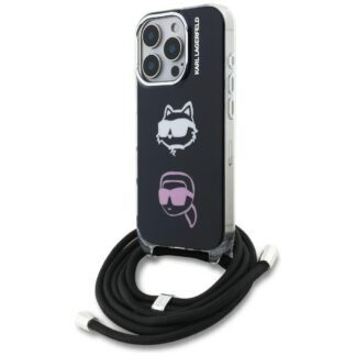 Karl Lagerfeld IML Crossbody Karl&Choupette Head Case for iPhone 16 Pro Max - Black