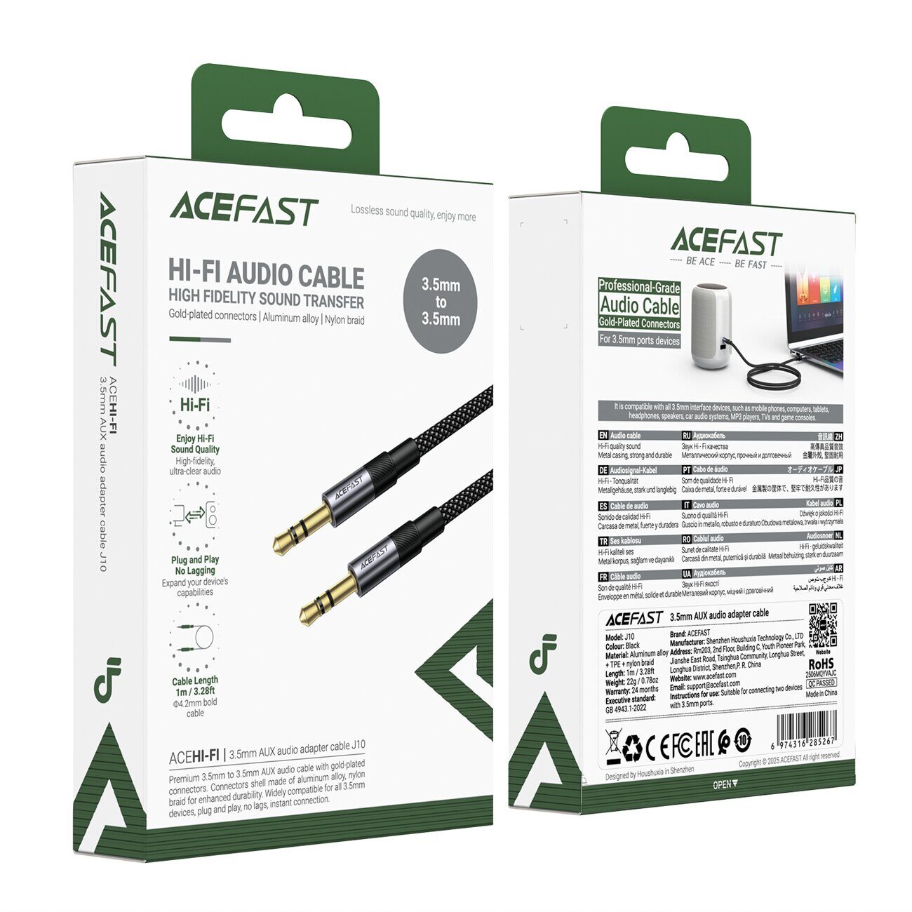 Acefast J10 AUX cable mini jack 3.5mm 1m - black - imagine 5