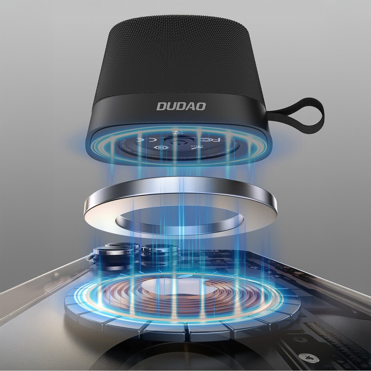 Dudao Y20 Wireless Speaker with Magnetic Mount Bluetooth 5.3 - Black - imagine 2